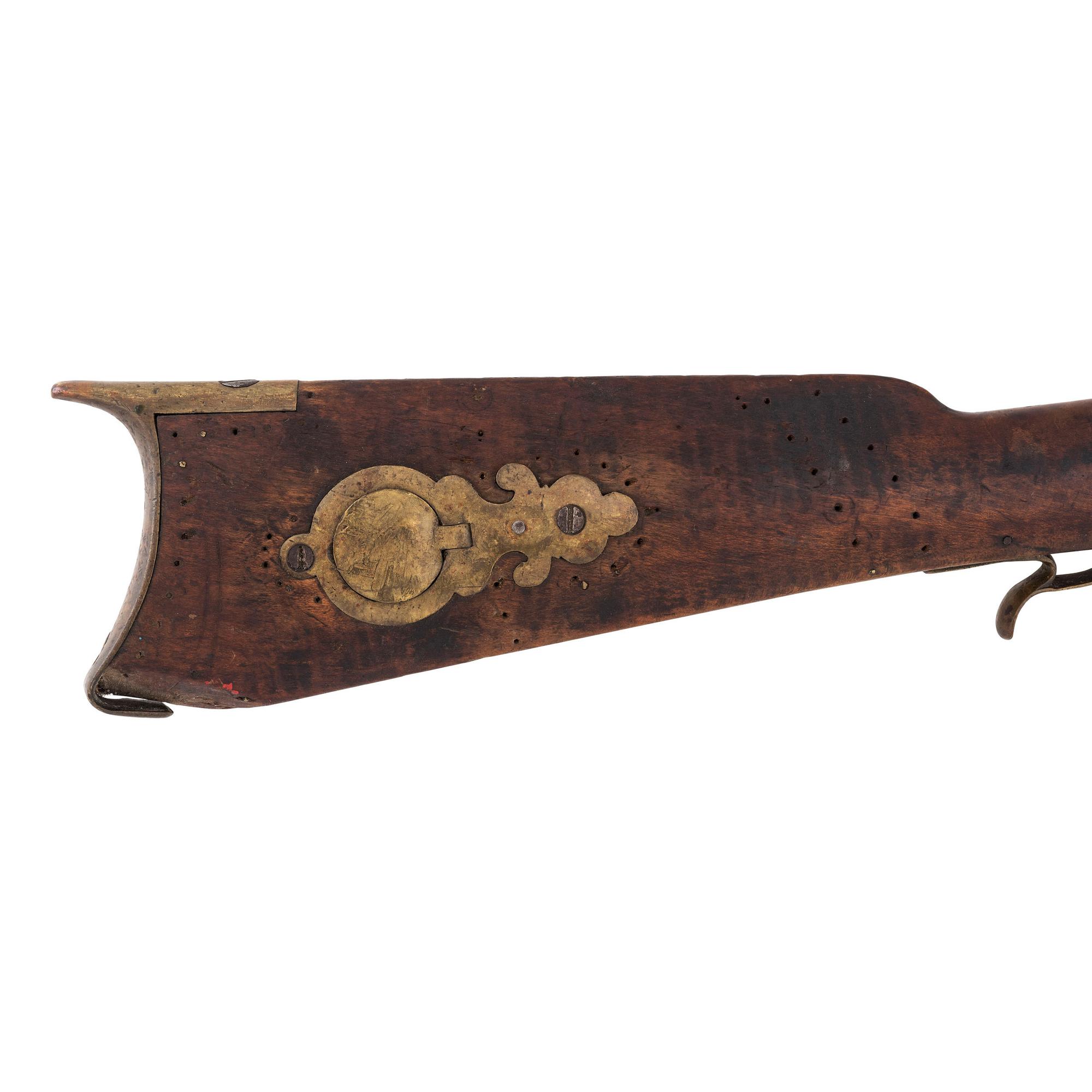 Full Stock Leman Percussion Rifle Showing Native American Use