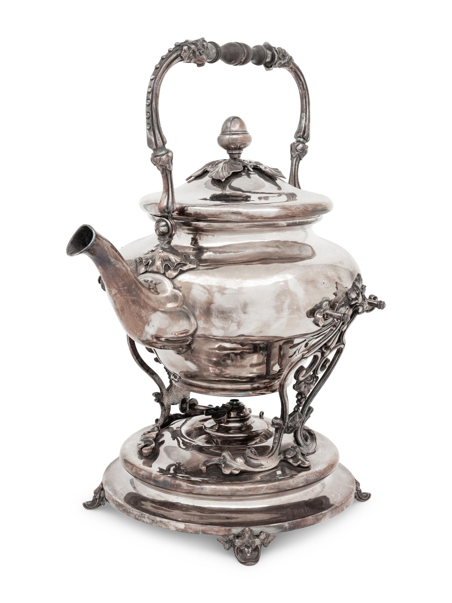 A Christofle Silver-Plate Kettle on Stand