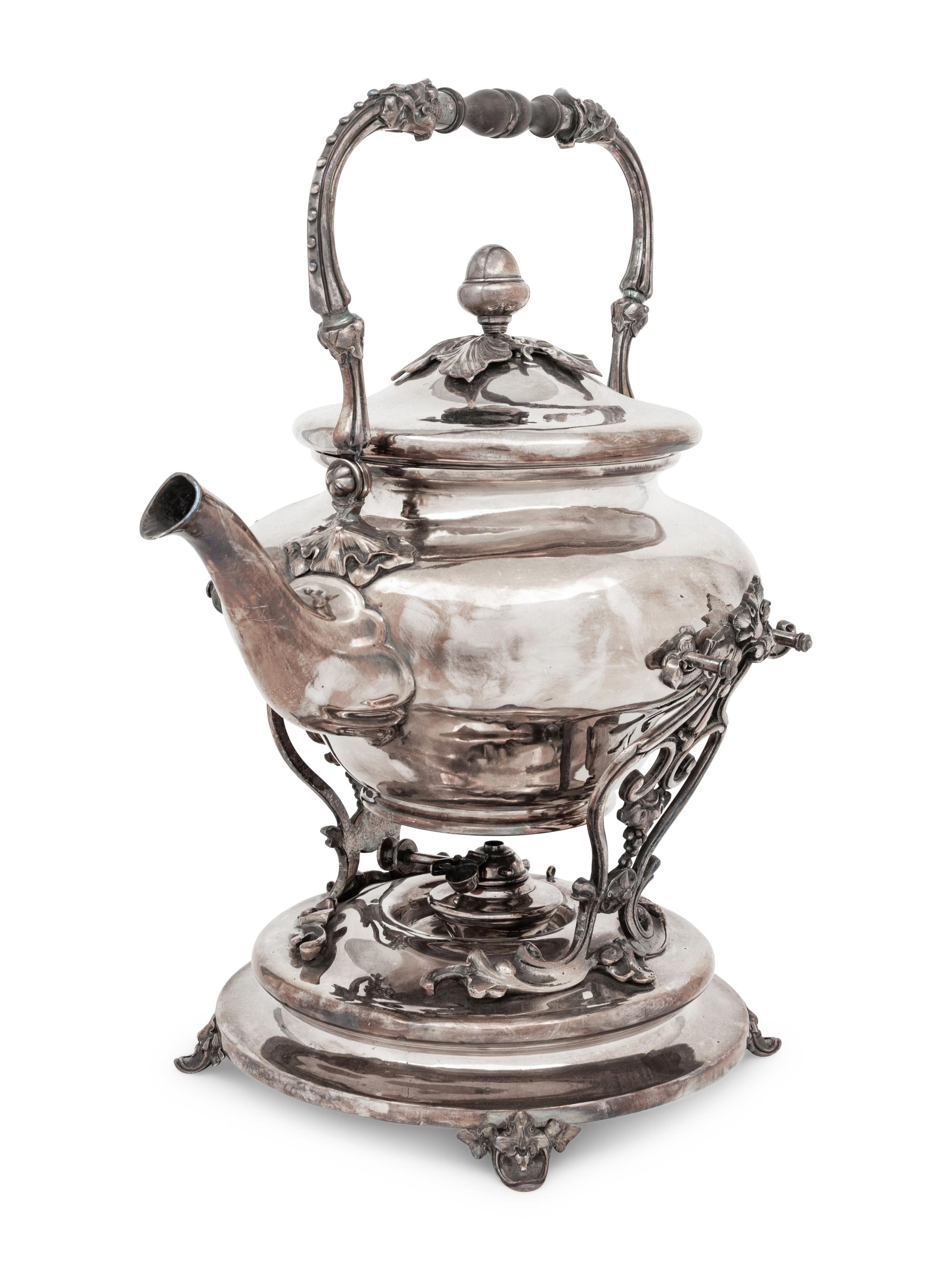 A Christofle Silver-Plate Kettle on Stand
