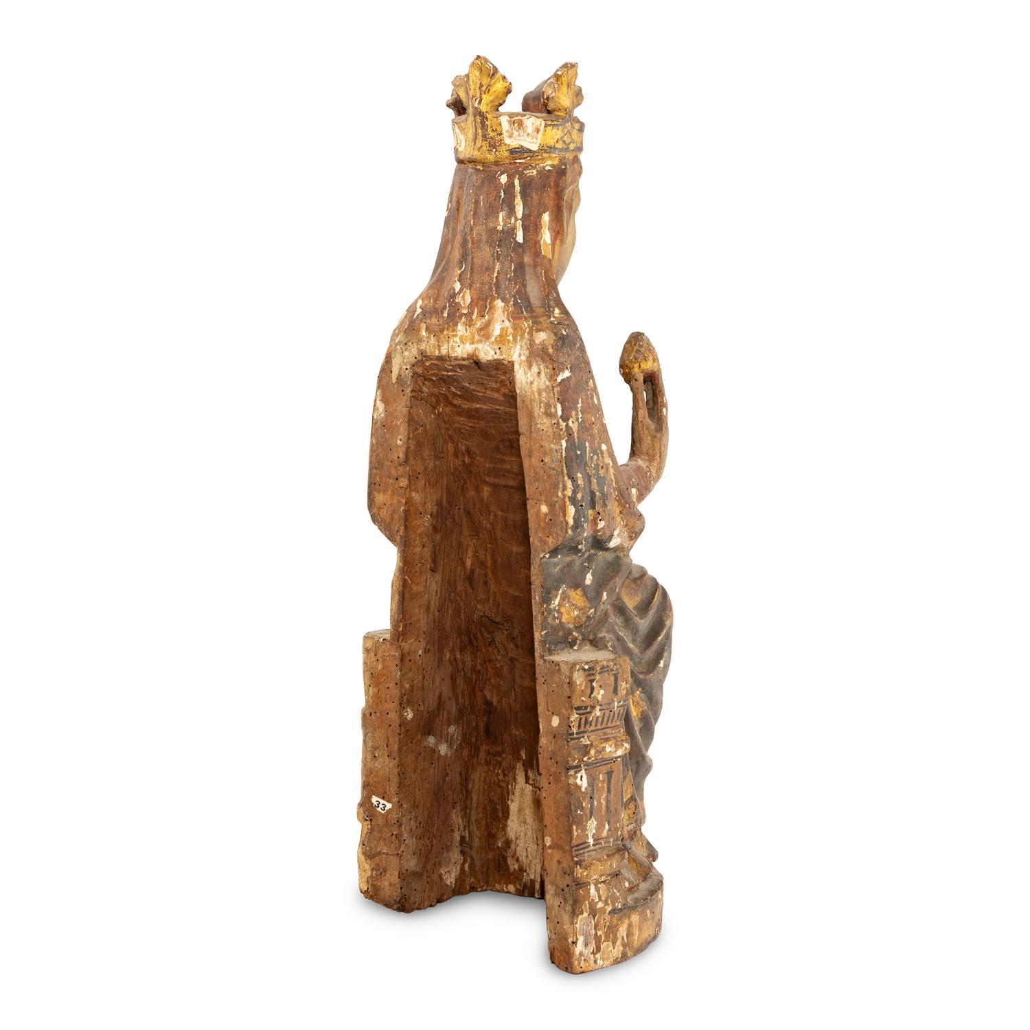A Swabian Carved and Polychrome Decorated Figural Group of the Virgin and Child Enthroned