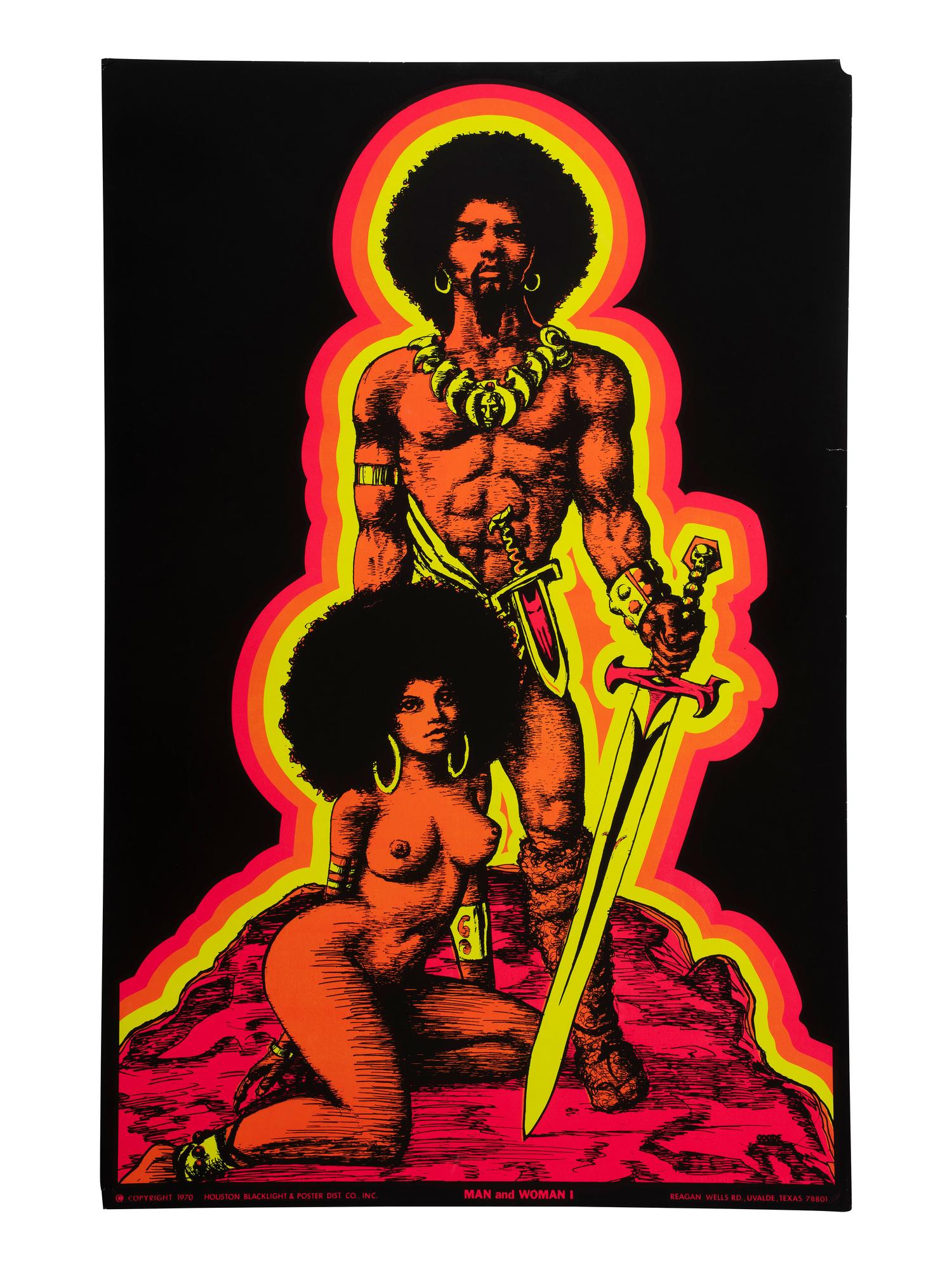 [BLACK POWER]. A group of 9 Black Power blacklight/Day-Glo posters, incl. velvet example.