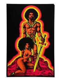 [BLACK POWER]. A group of 9 Black Power blacklight/Day-Glo posters, incl. velvet example.