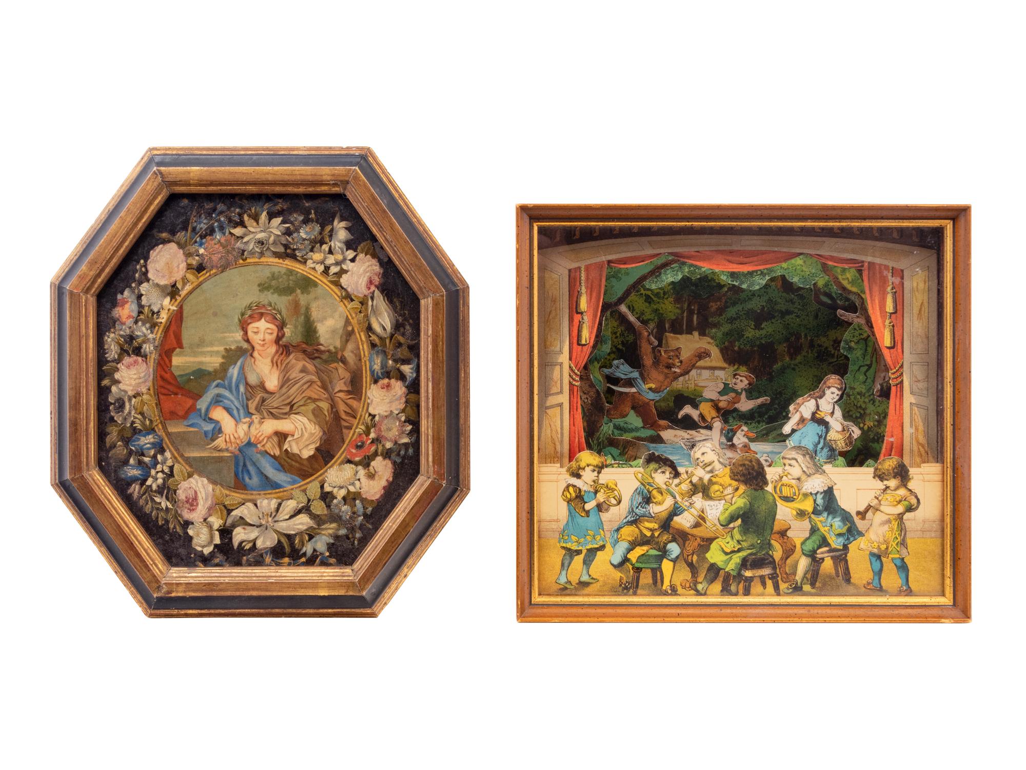 A Victorian Style Lithograph Diorama and Decoupage Picture