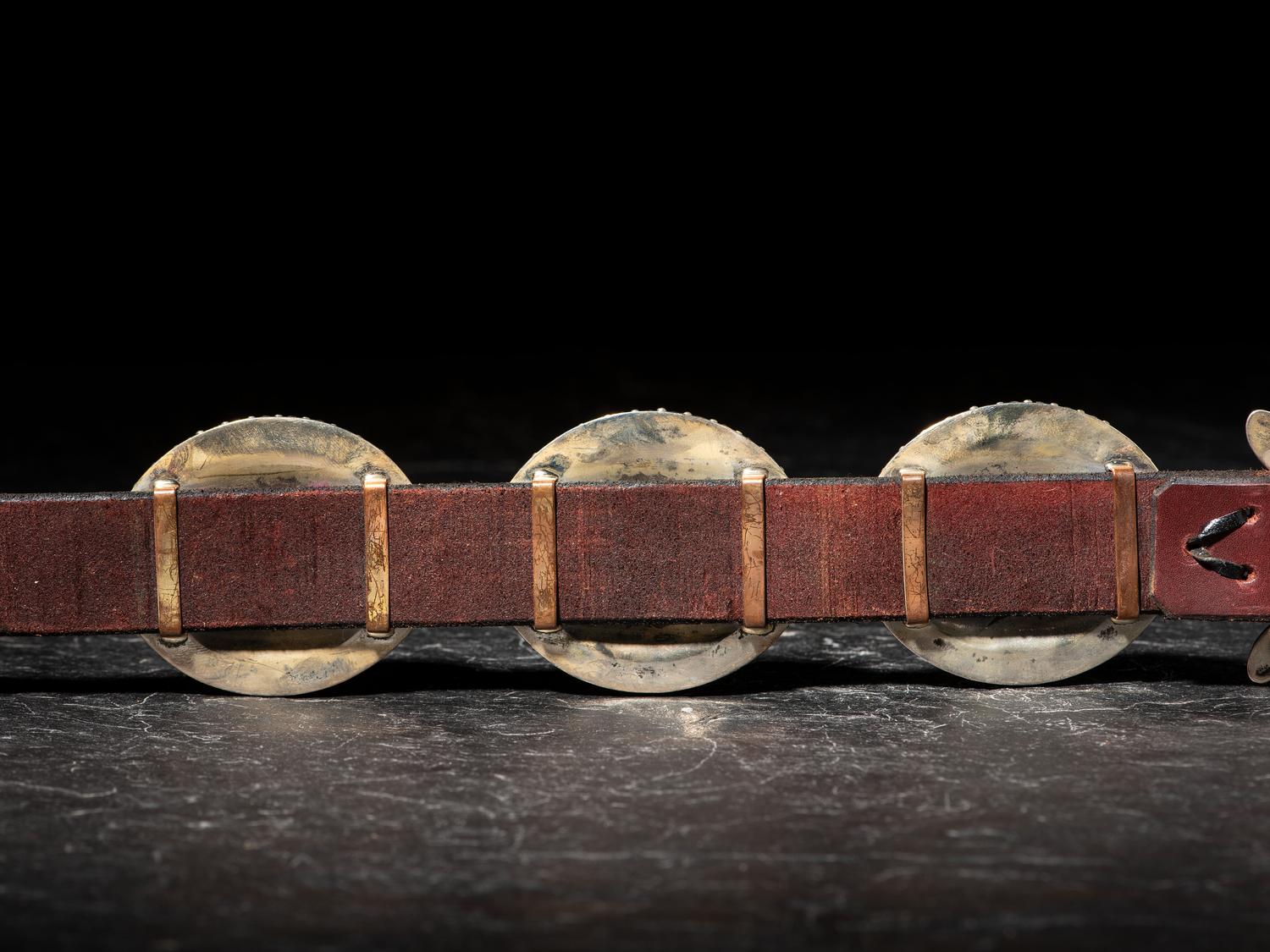 Sterling Silver and Coral Cluster Concha Belt