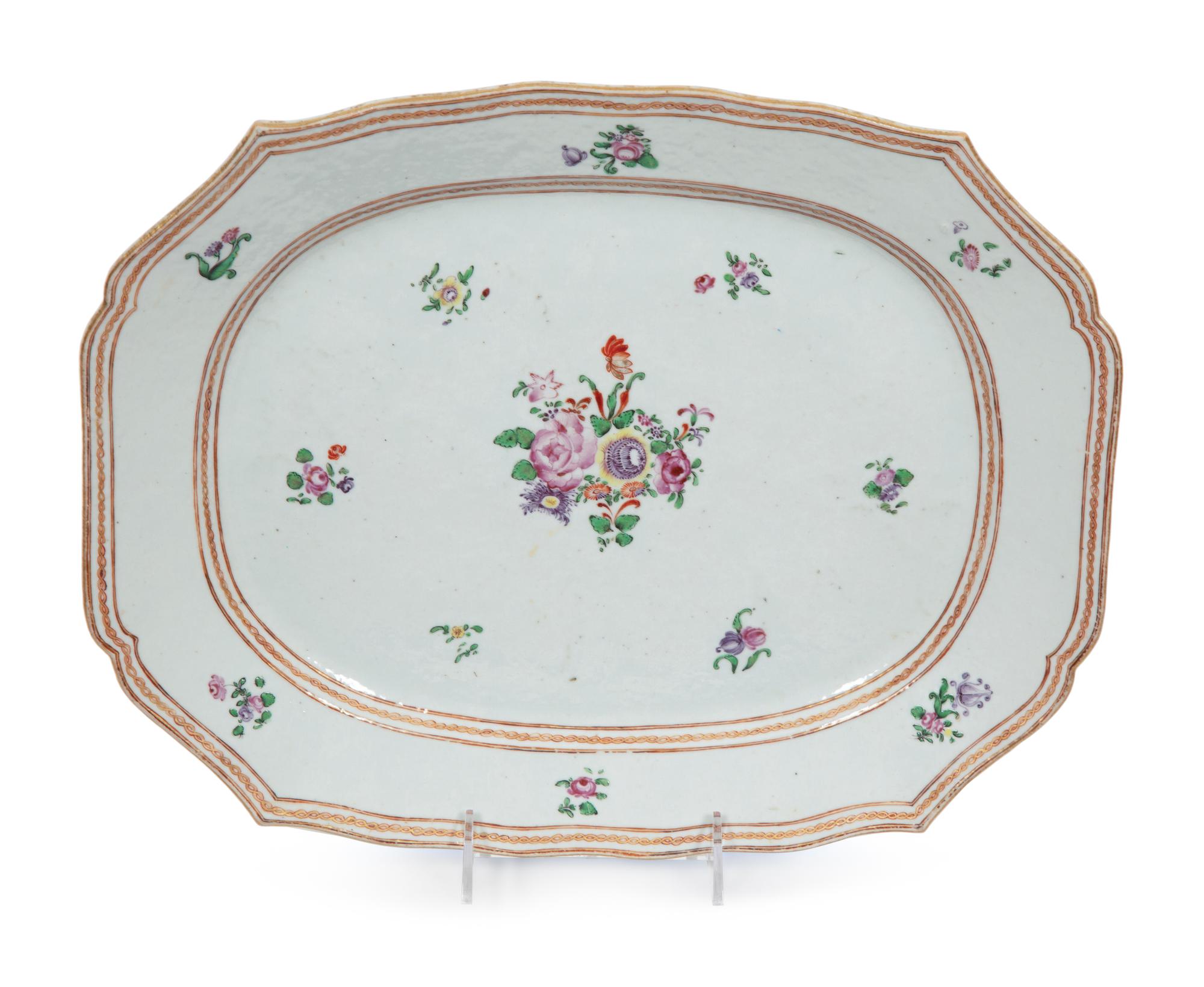 A Chinese Export Porcelain Platter and Oval Serving Bowl