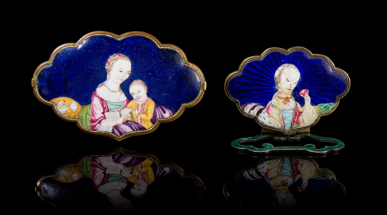 A Chinese Imperial Beijing Enamel Buckle and Hanger 18TH CENTURY, QIANLONG PERIOD Length of hanger 2 1/2 x width 2 1/4 inches. — 18TH CENTURY, QIANLONG PERIOD