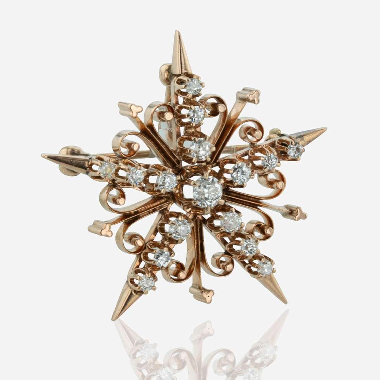 A Yellow Gold and Diamond Pinwheel Necklace