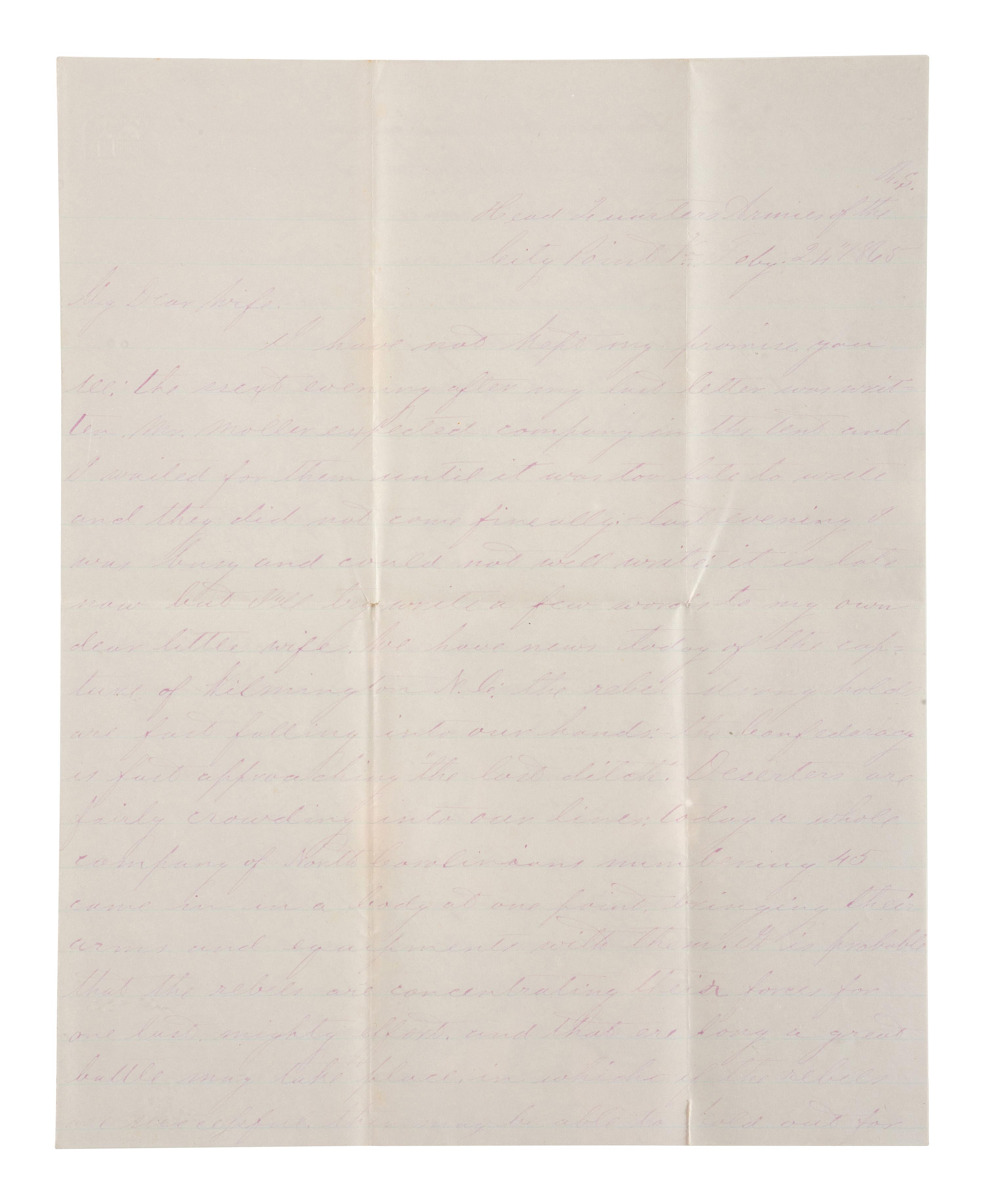 [CIVIL WAR]. War-date letters of Corporal Edwin J. Barden, 7th Regiment Connecticut Volunteer Infantry, combat soldier and later clerk at Headquarters Department of the South, Headquarters X Corps, and Headquarters US Army, Office of Chief Commissary.