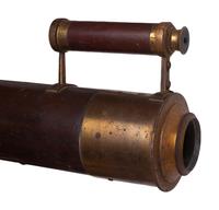 H.G. Fitz 4 1/8 inch telescope and tripod. Length of body tube 53 in. 19th century.