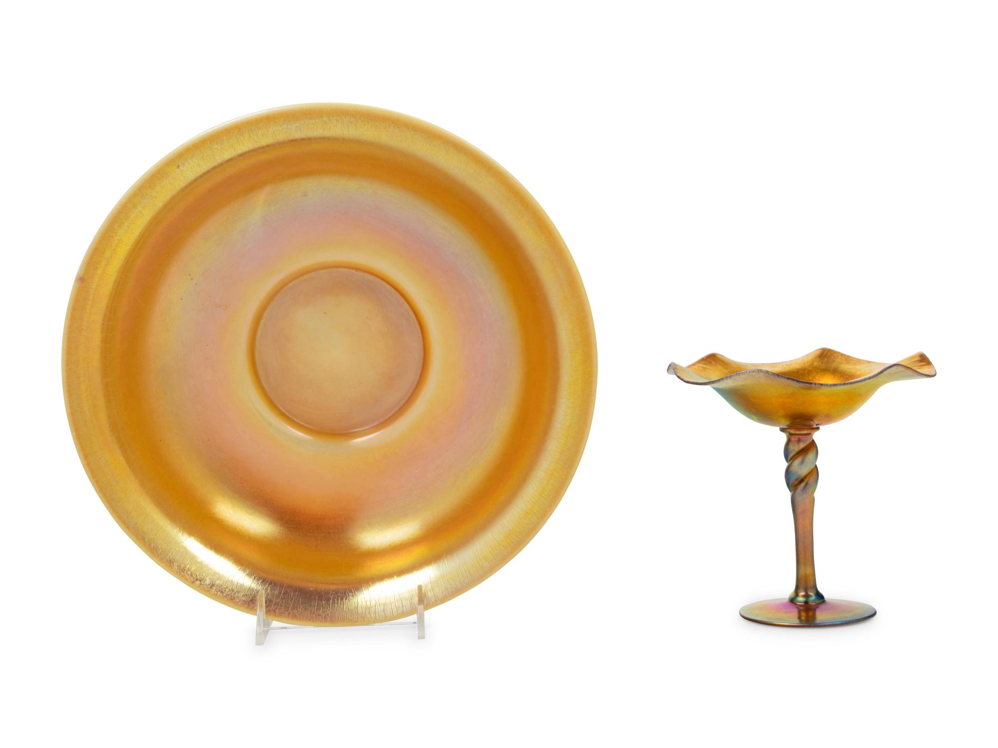 Two Steuben Aurene Glass Articles