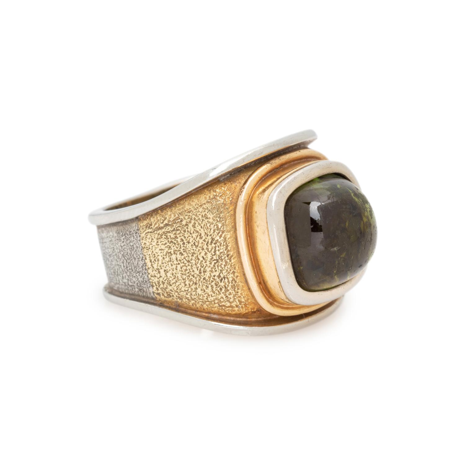 BICOLOR GOLD AND GREEN TOURMALINE RING