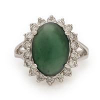 Jade, Diamond, and White Gold Ring