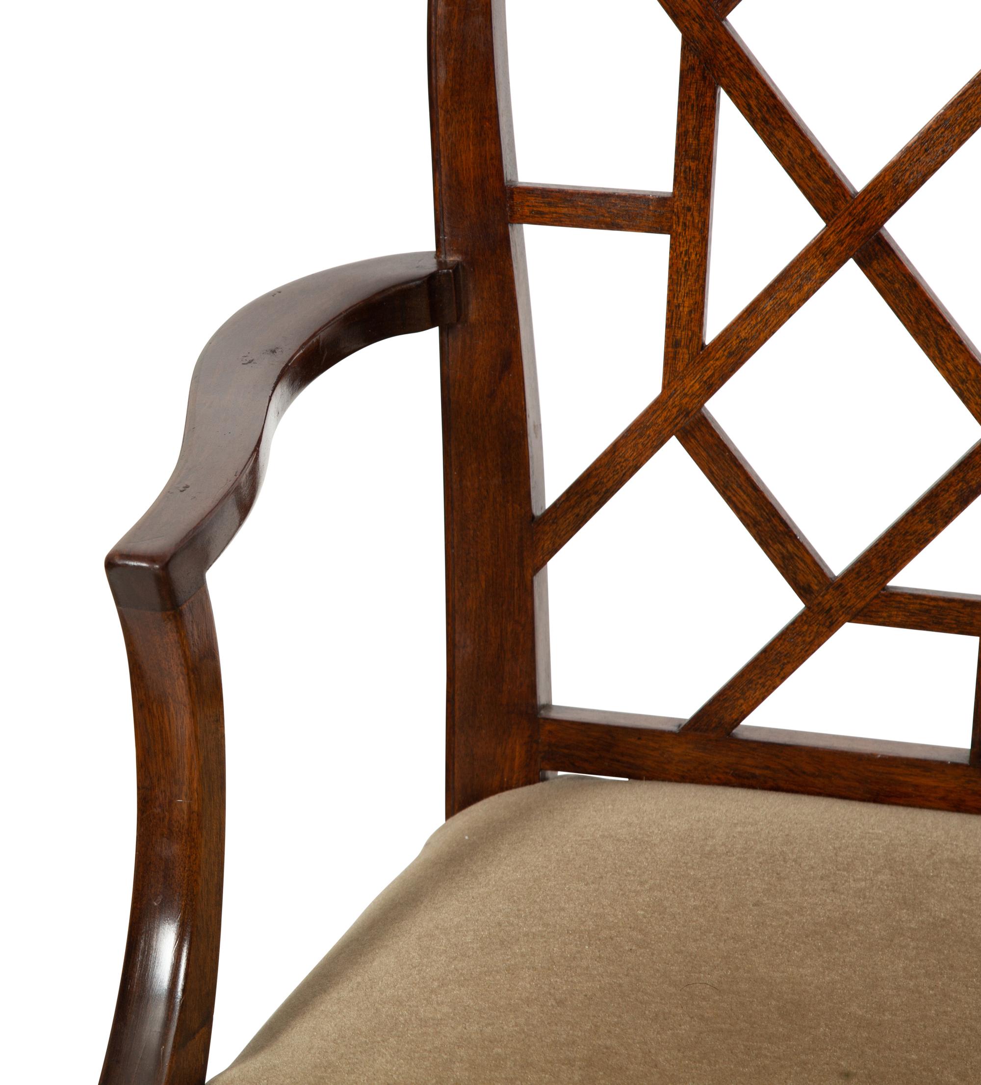 A Set of Ten Chinese Chippendale Style Mahogany Dining Chairs