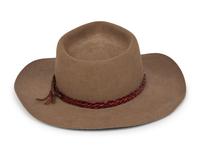 A Beaded Leather Vest with Fringe and Felted Hat