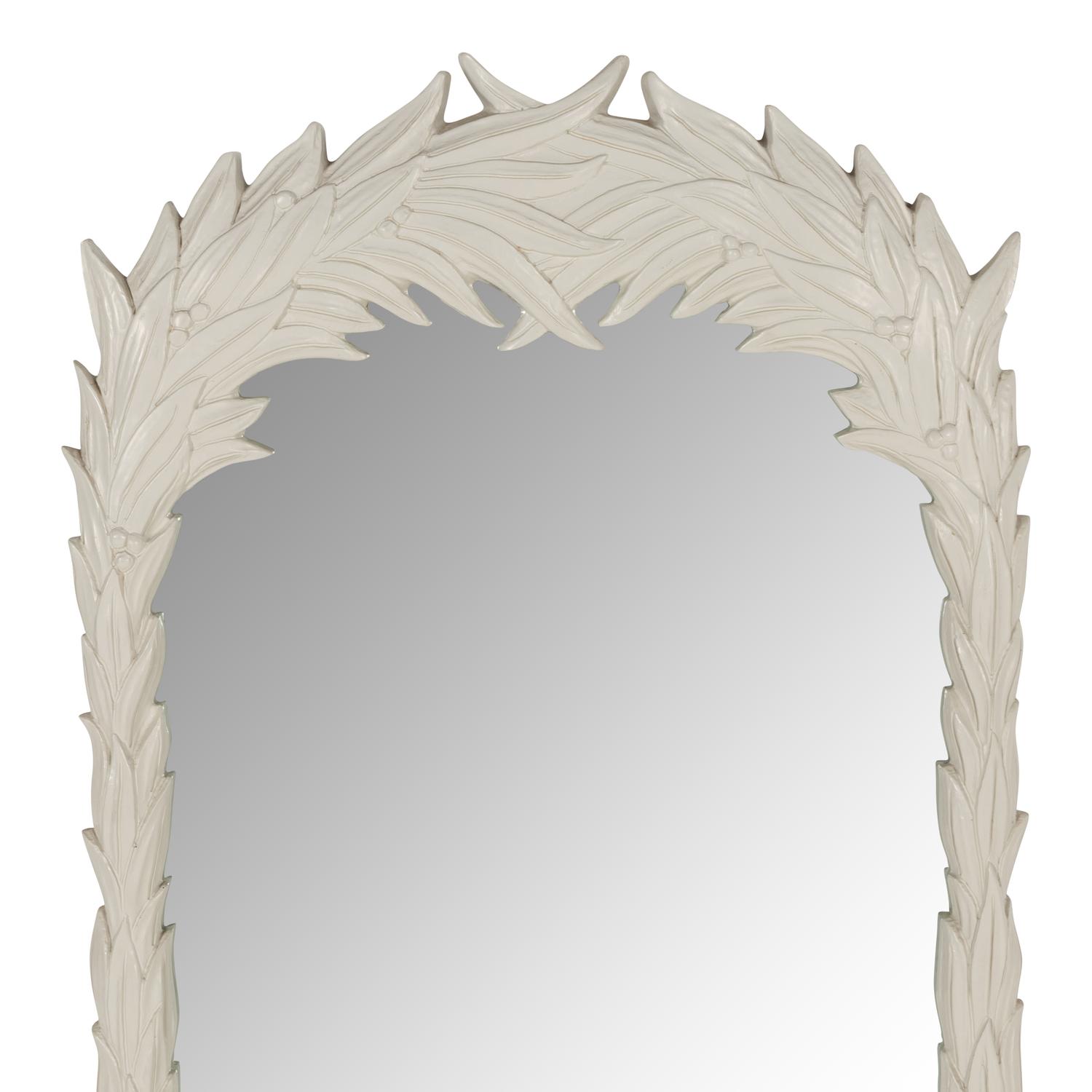 A White-Painted Leaf Motif Mirror