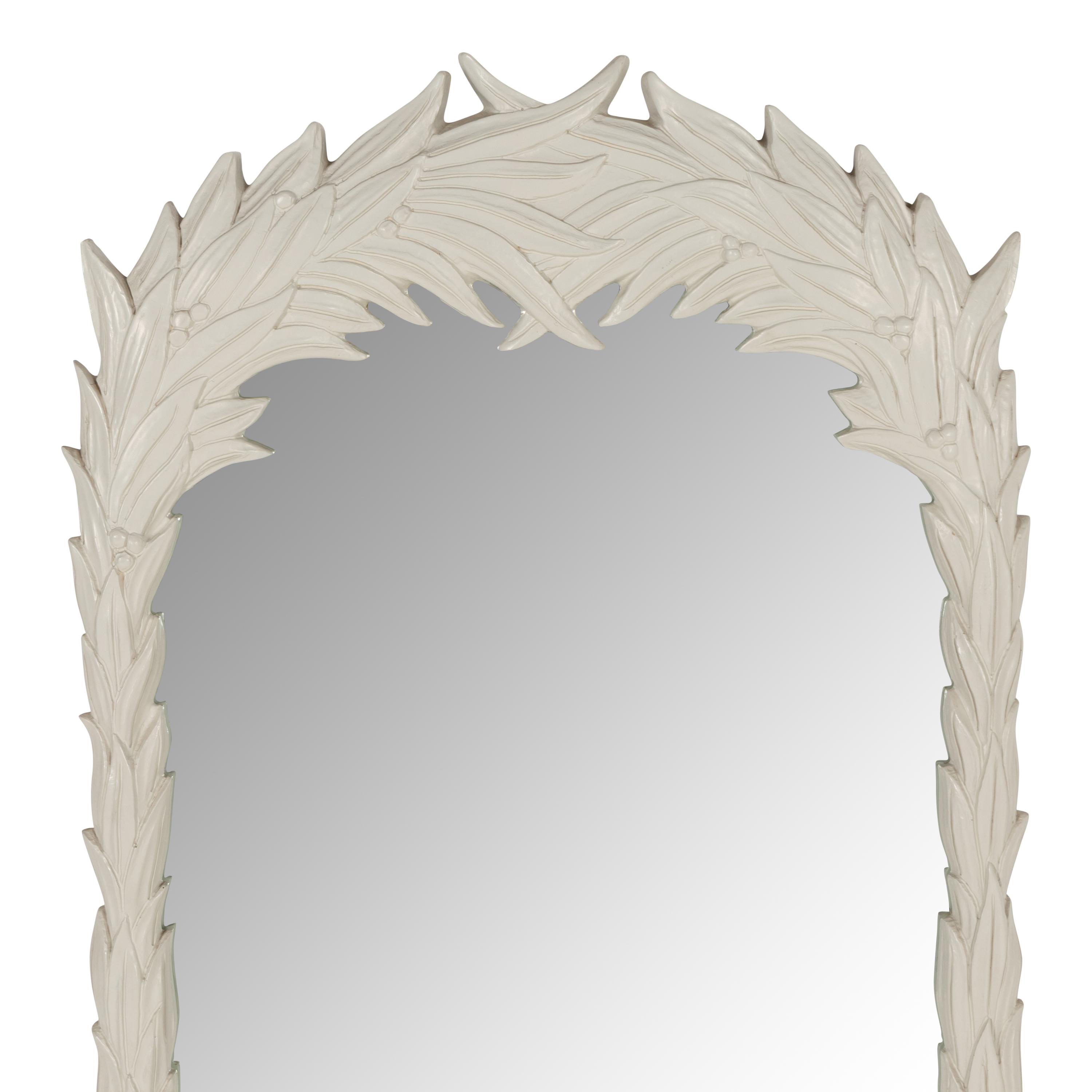 A White-Painted Leaf Motif Mirror