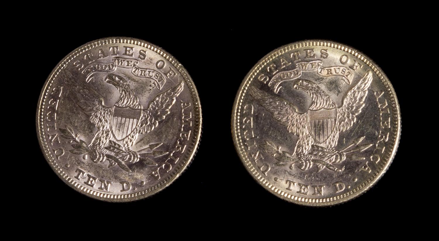 A Group of Two United States Liberty Head $10 Gold Coins