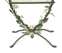 A Tole Peinte Two-Tiered Glass Accent Table