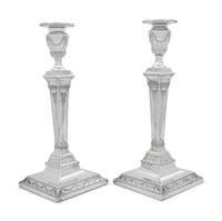 A Pair of English Silver-Plate Candlesticks