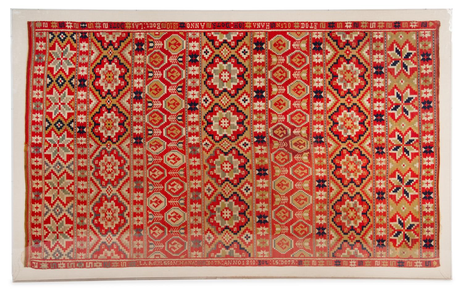 A Northern European Flatweave Rug 3 feet 10 inches x 6 feet 4 inches. — CIRCA 1810
