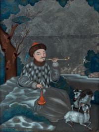 A Pair of Chinese Reverse Paintings on Glass 16 x 12 inches.