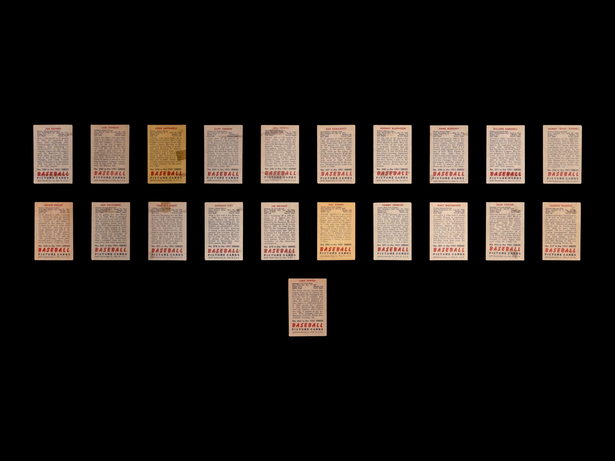 A Group of 173 1951 Bowman Baseball Cards