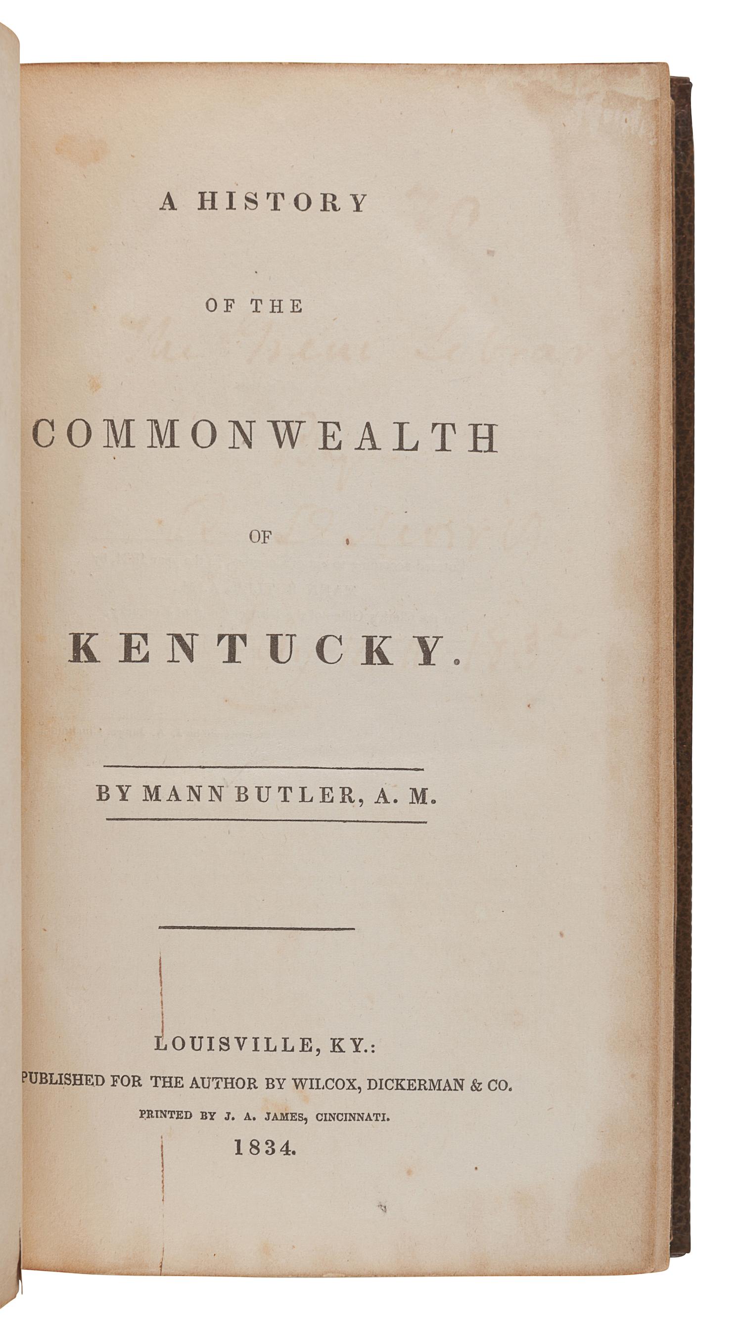 FILSON, John (ca 1747-1788). Histoire de Kentucke, Nouvelle Colonie a l'oueste de la Virginie. Paris: Chez Buisson, 1785.