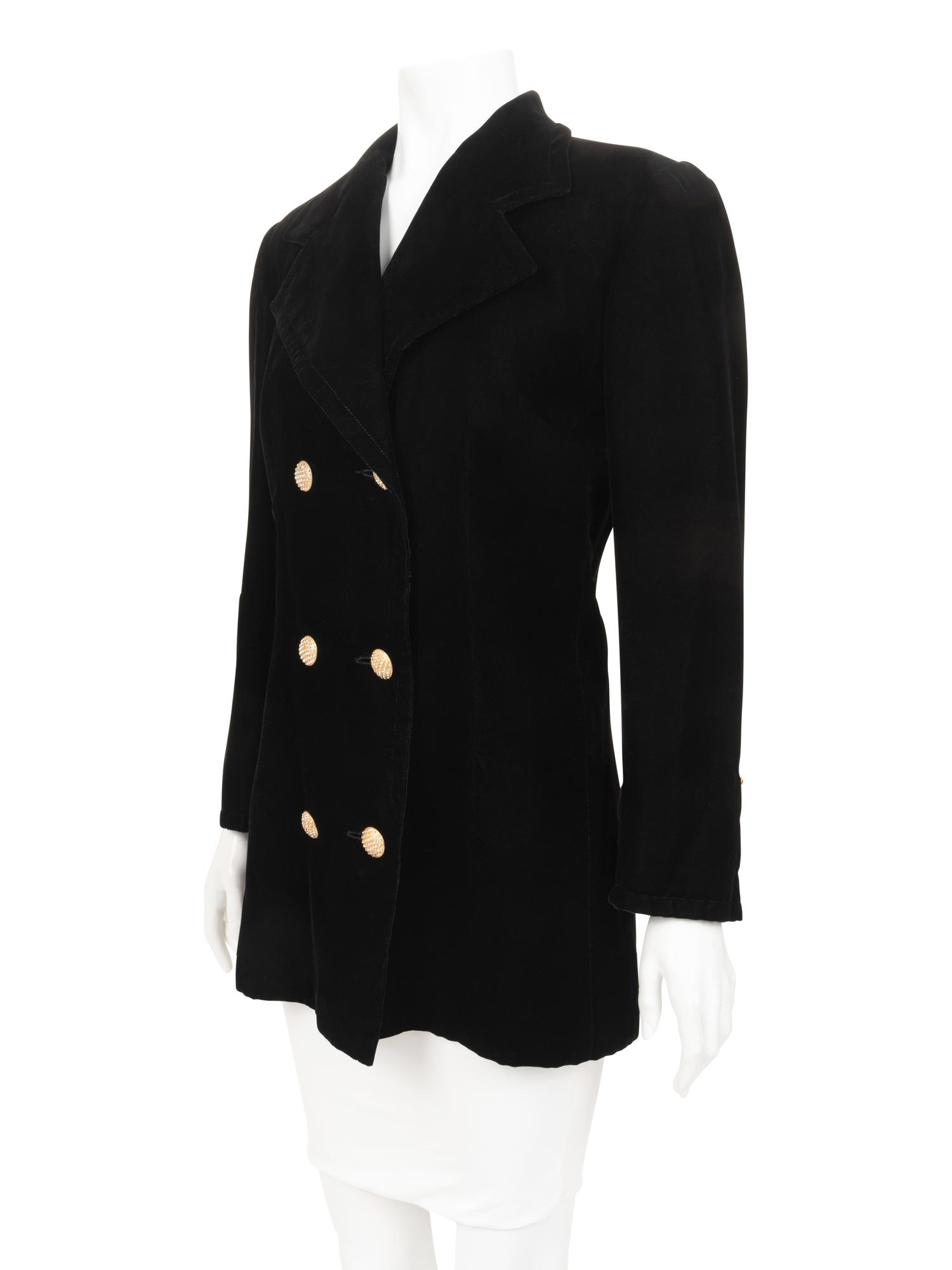 Givenchy Haute Couture Velvet Double Breasted Jacket, 1970-90s