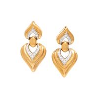 BICOLOR GOLD AND DIAMOND EARCLIPS