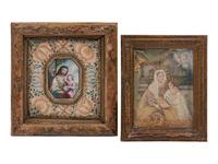Two Ecclesiastical Silk Framed Works (19th Century)