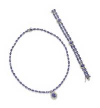 TANZANITE AND DIAMOND SET