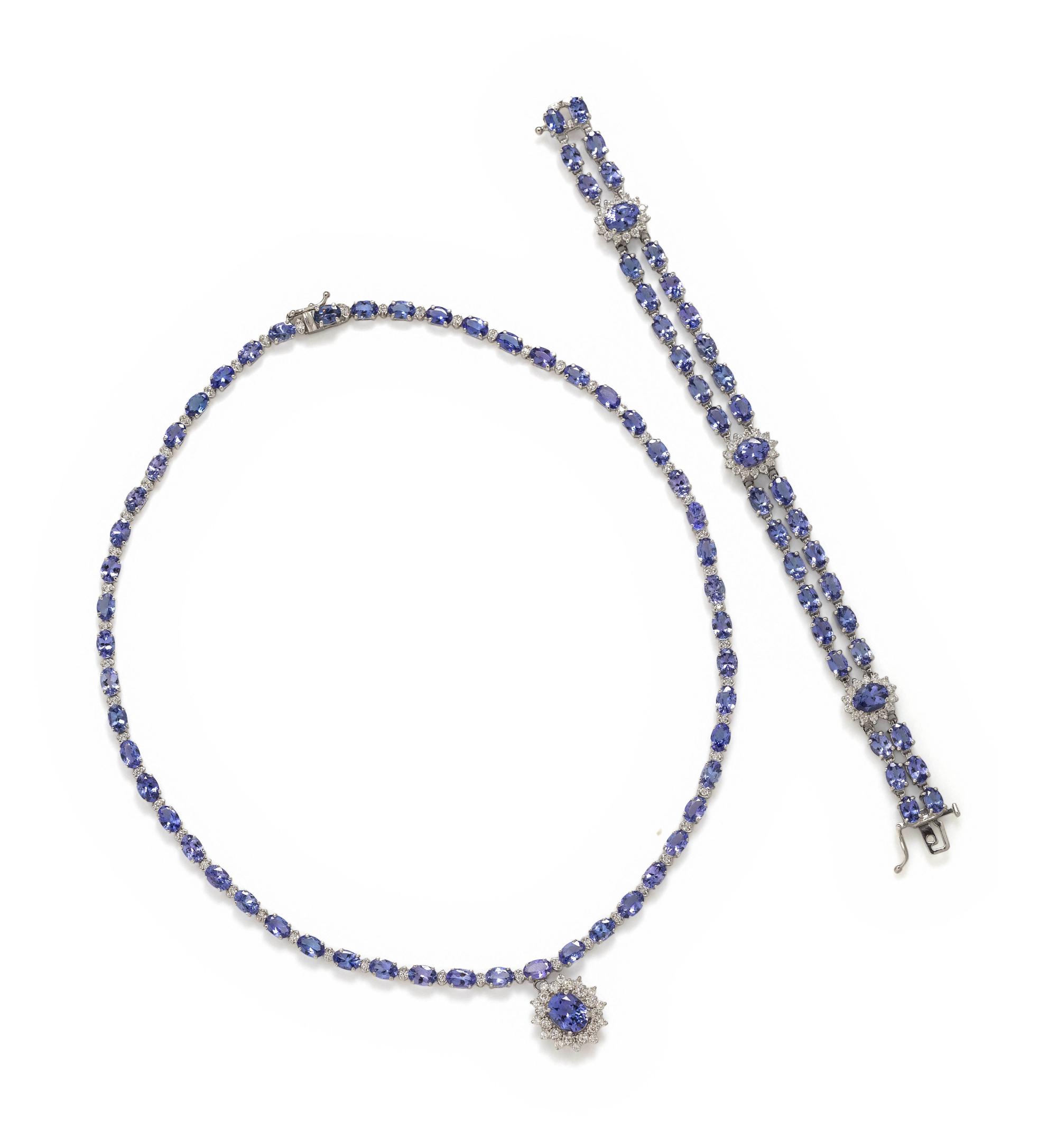 TANZANITE AND DIAMOND SET