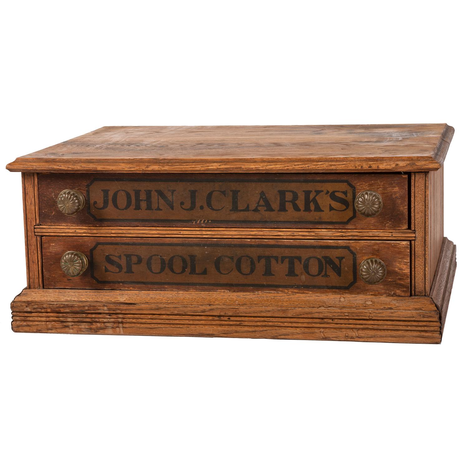 A John J. Clark's Stenciled Oak Spool Cabinet