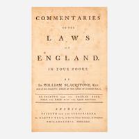[Americana] [Law] Blackstone, William Commentaries on the Laws of England