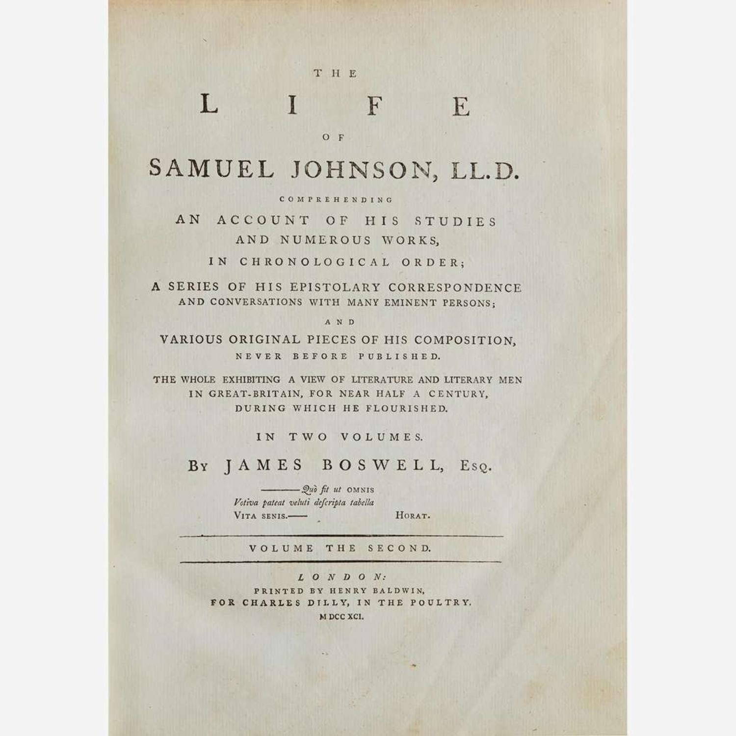 [Literature] Boswell, James The Life of Samuel Johnson...