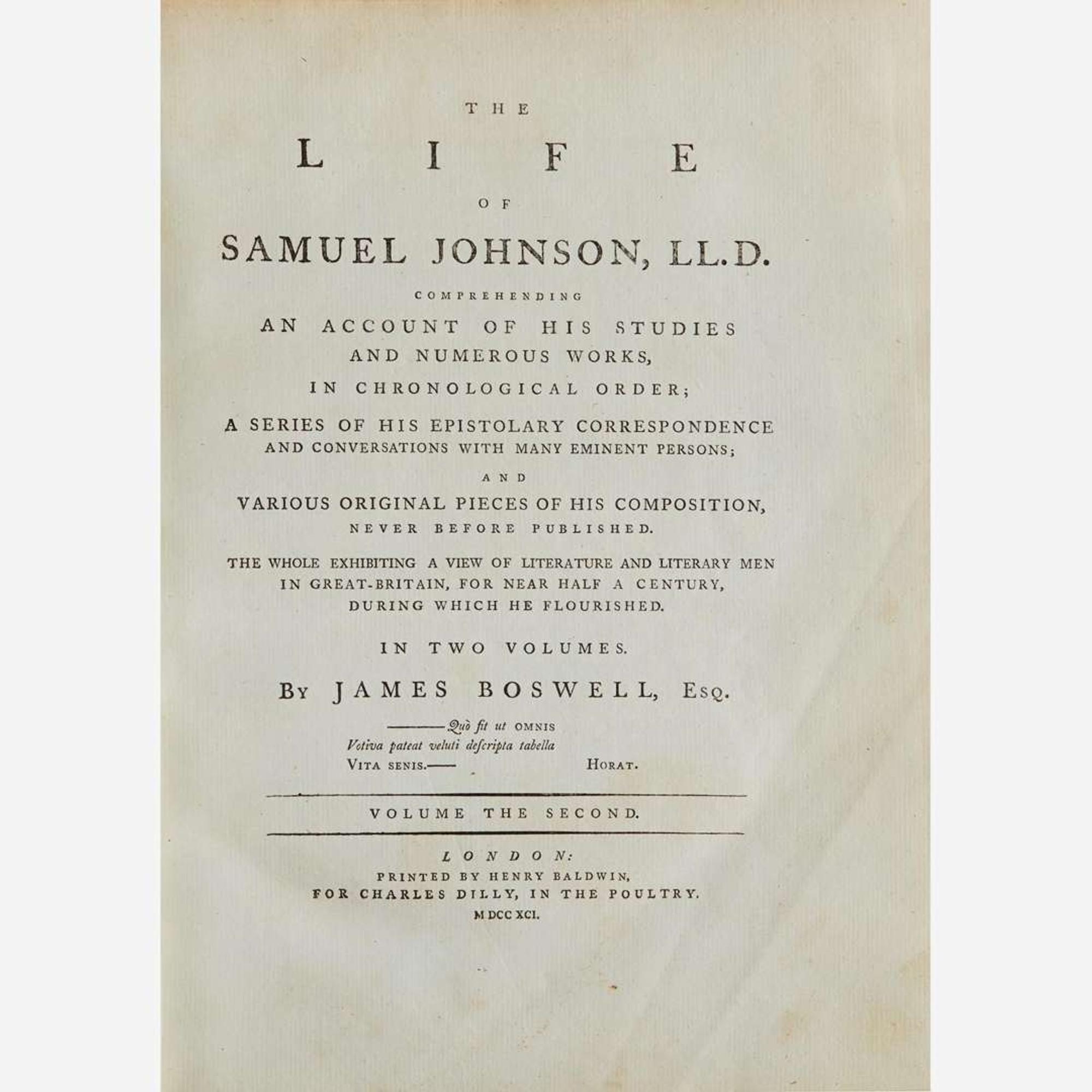 [Literature] Boswell, James The Life of Samuel Johnson...