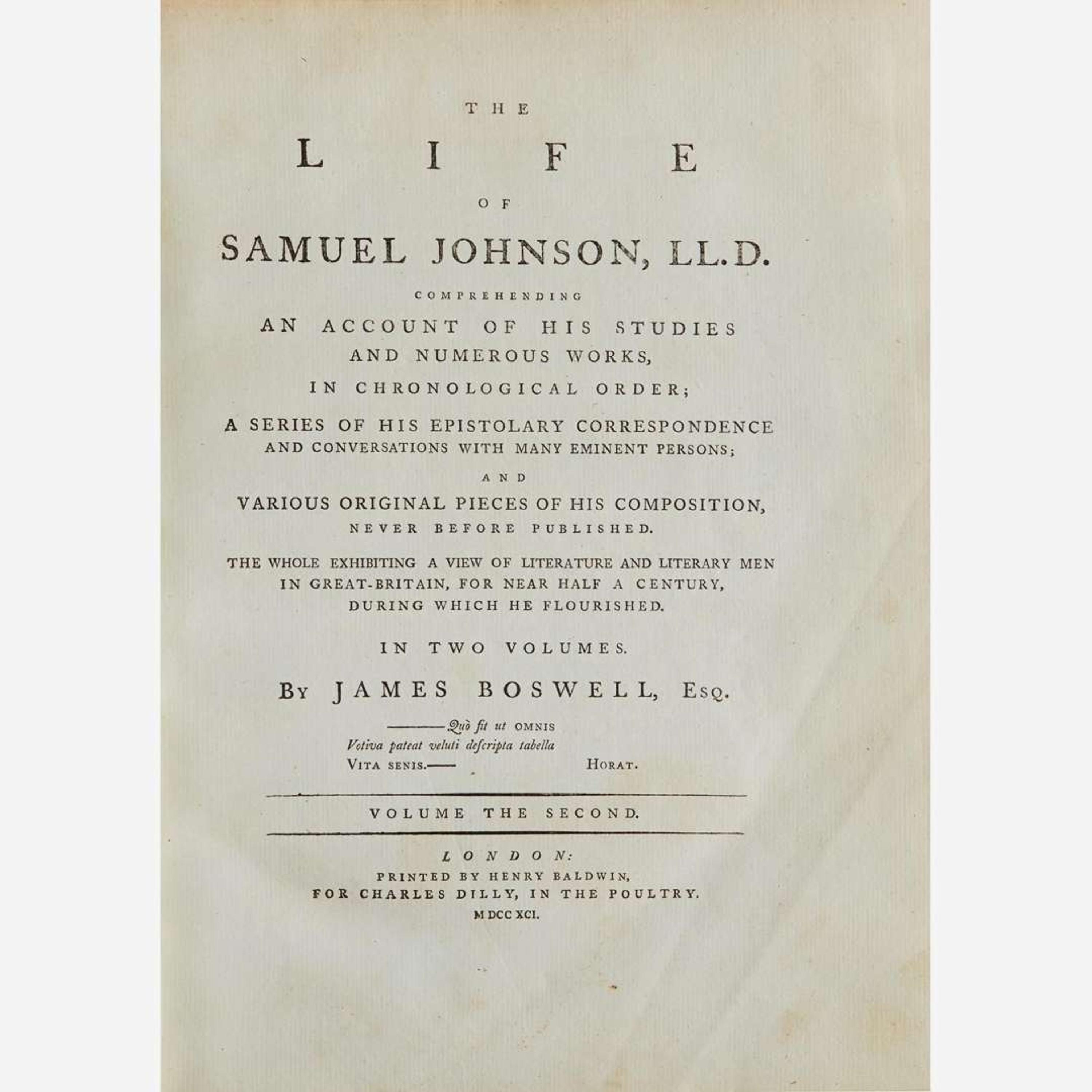 [Literature] Boswell, James The Life of Samuel Johnson...