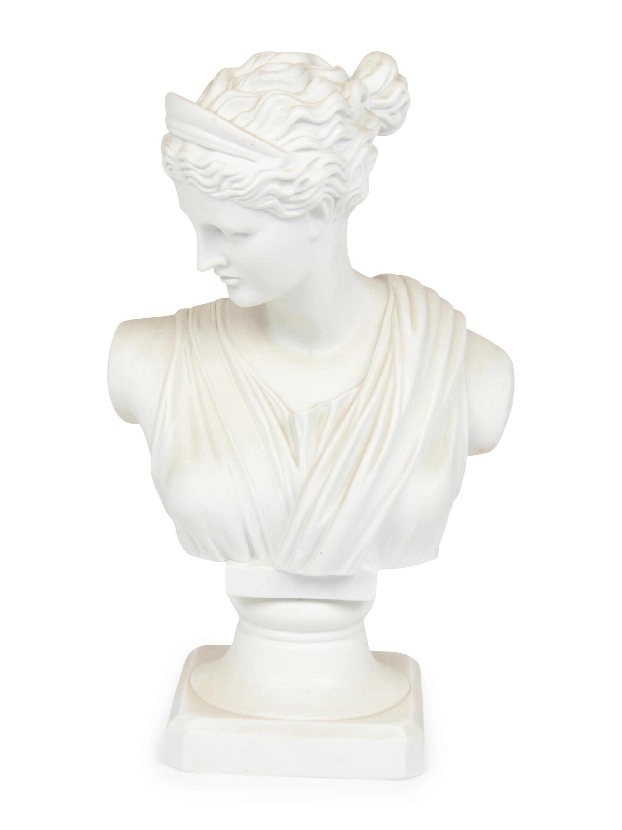A Continental Porcelain Bust of Diana of Versailles