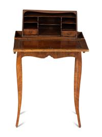 A Louis XV/XVI Transitional Gilt Bronze Mounted Marquetry Library Table
