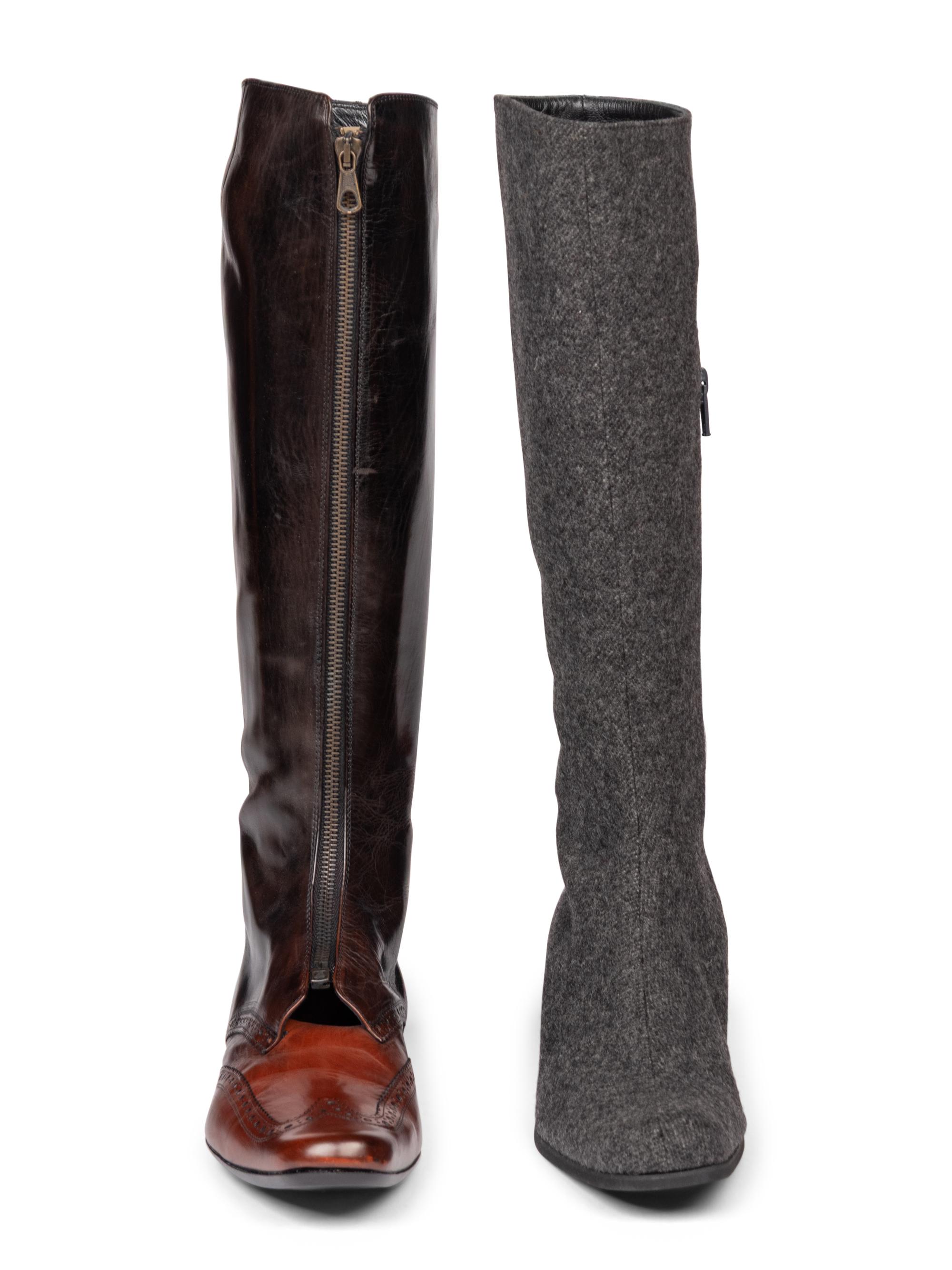 Two Pairs of Designer Boots, Prada and Dries Van Noten