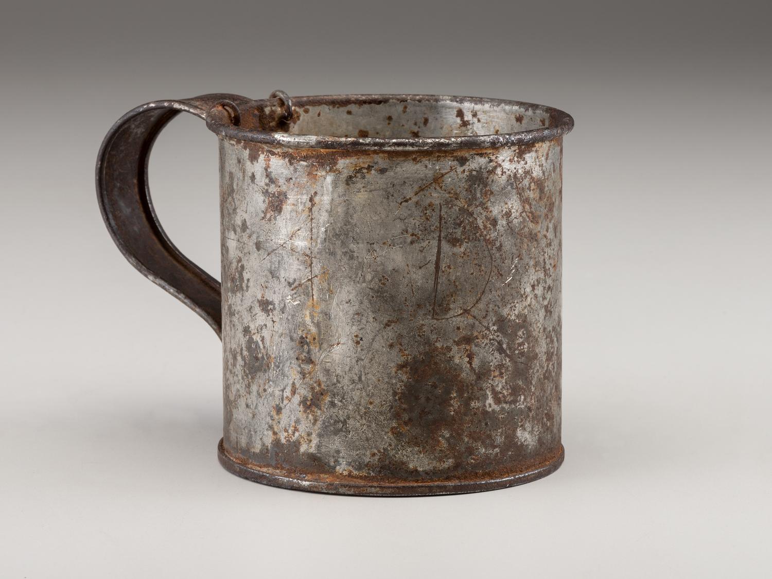 [CIVIL WAR]. A group of 5 camp items, incl. Union mess kit, tin cup, and other utensils.