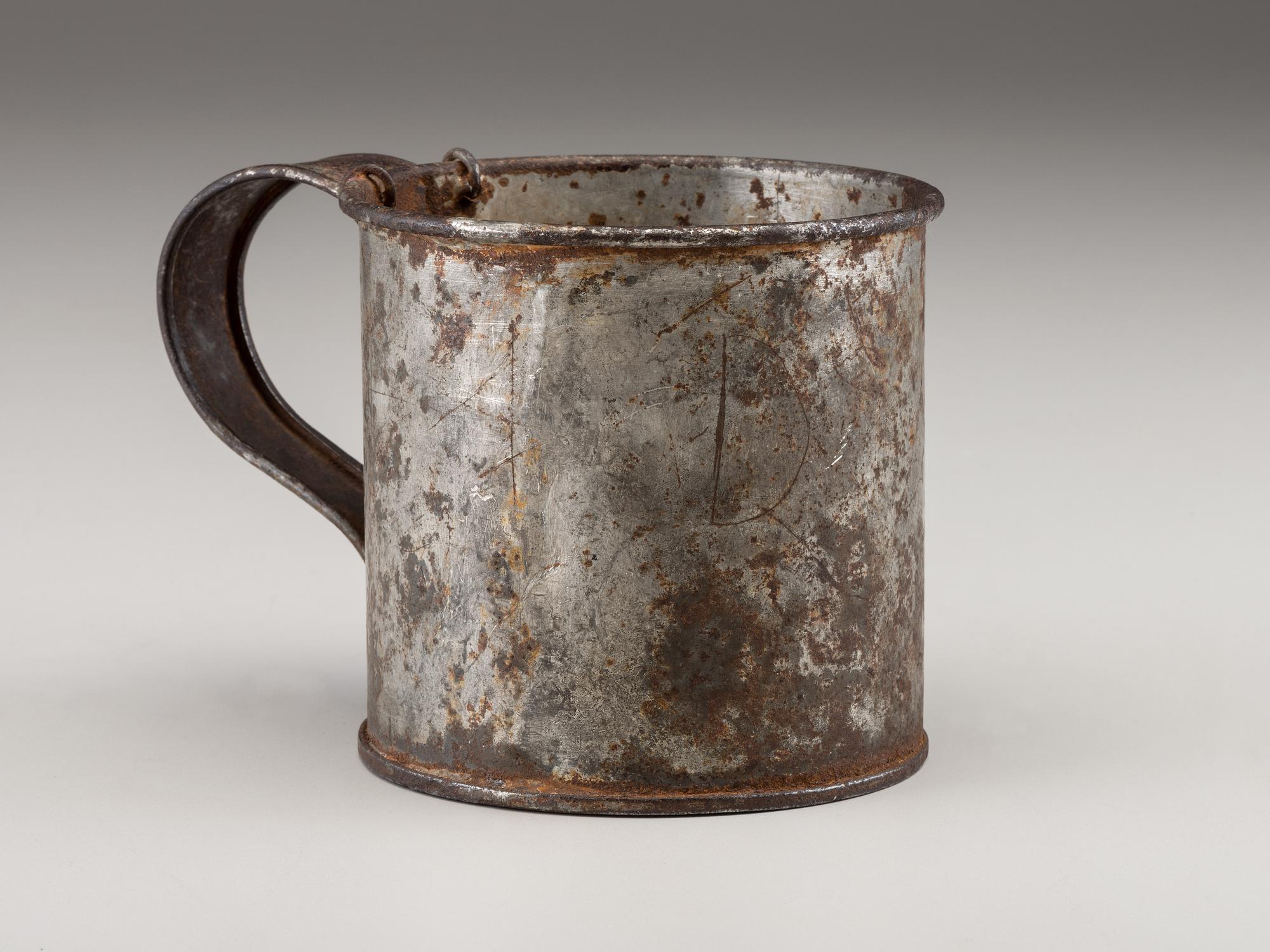 [CIVIL WAR]. A group of 5 camp items, incl. Union mess kit, tin cup, and other utensils.