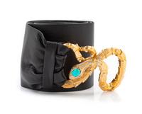 Valentino Black Leather with Goldtone Snake Belt, 1980-90s