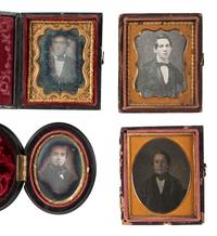 [EARLY PHOTOGRAPHY]. 28 ninth plate daguerreotypes of men of various ages.