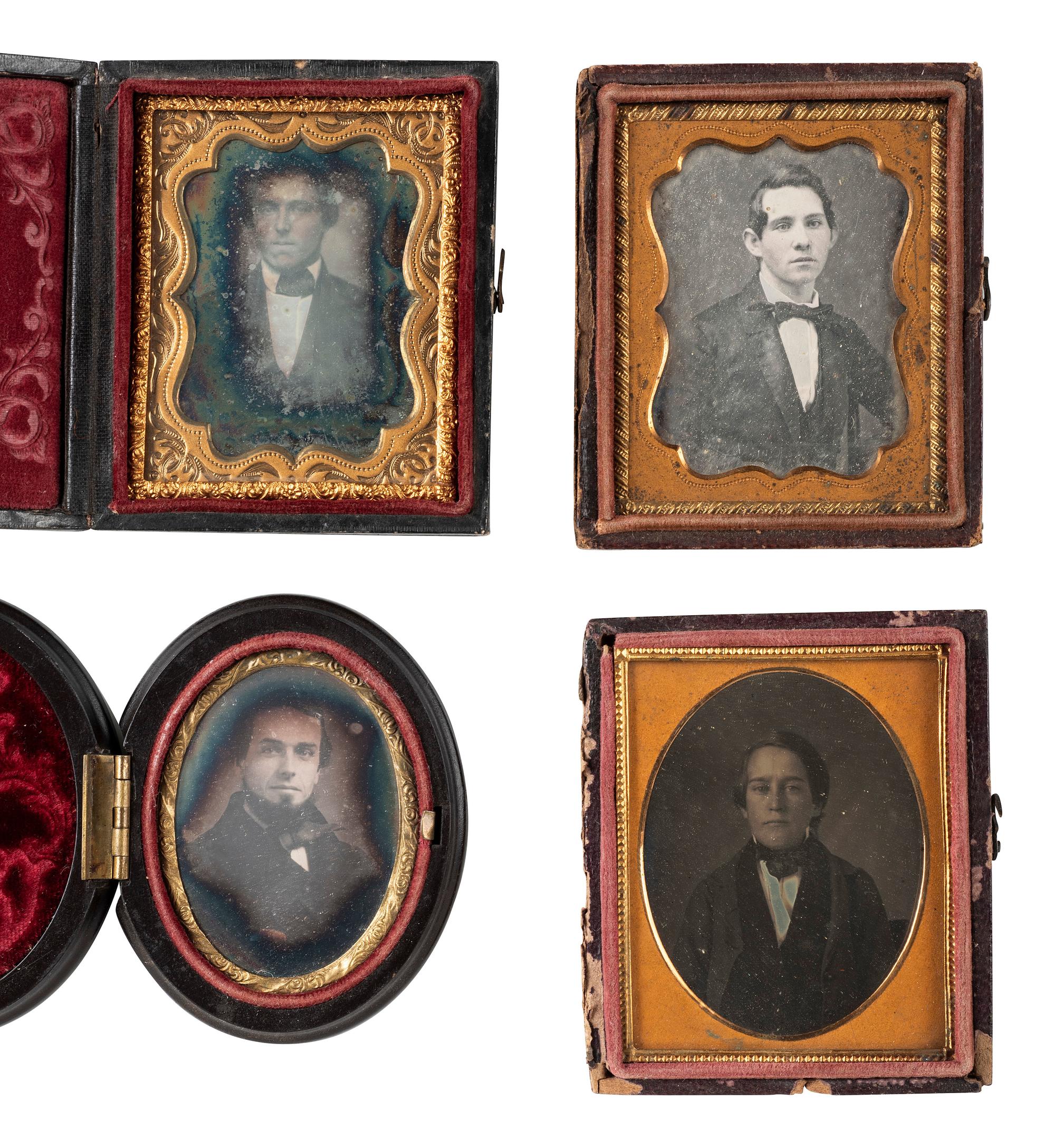 [EARLY PHOTOGRAPHY]. 28 ninth plate daguerreotypes of men of various ages.