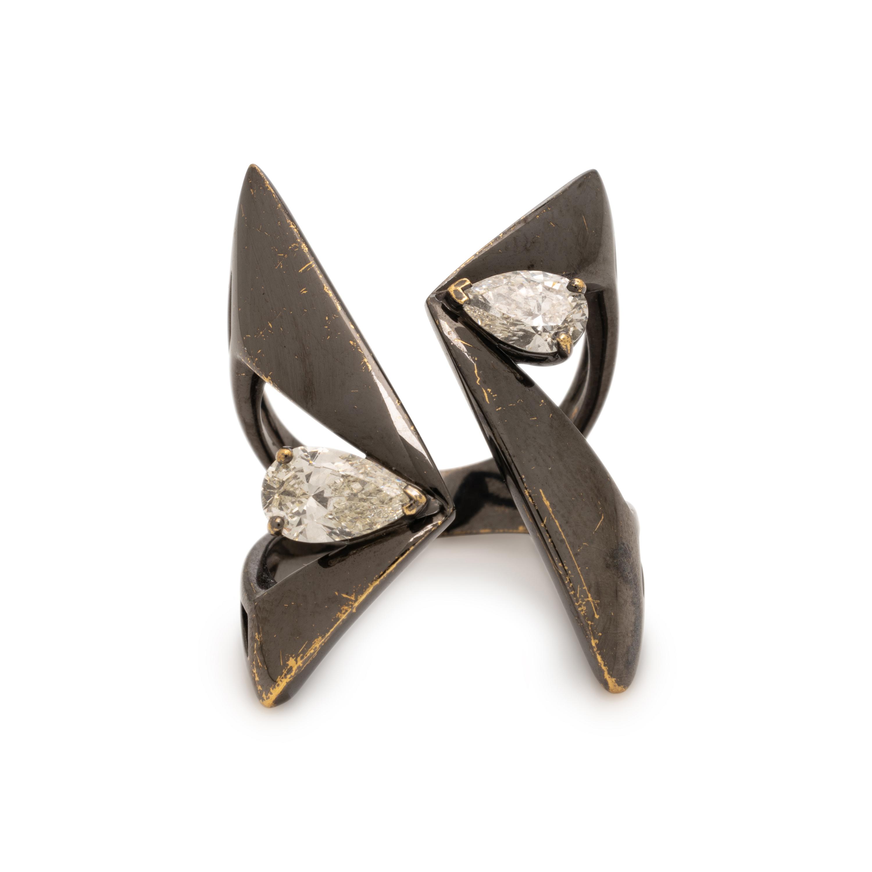 Etho Maria, Diamond and Blackened Gold Ring