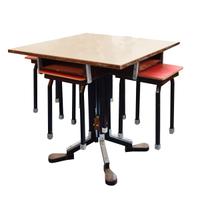 A Cafe Table and Four Stools 33.5" W x 33.5" D x 31" H — Germany, Circa 1960