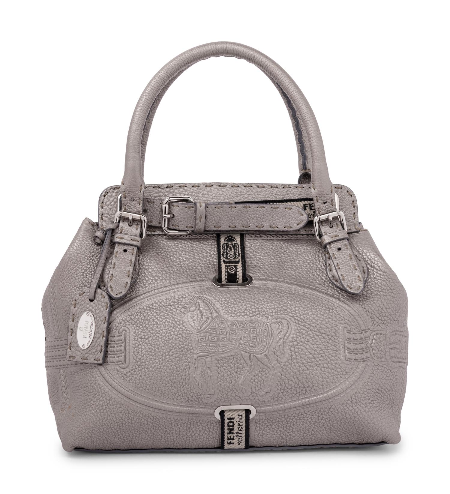 Fendi Silver Embossed Leather Bag Formerly Owned By Elizabeth Taylor