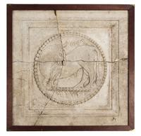 A Carthaginian Carved Limestone Panel Height 23 1/2 x width 23 1/2 inches. — CIRCA 650-146 B.C.E.
