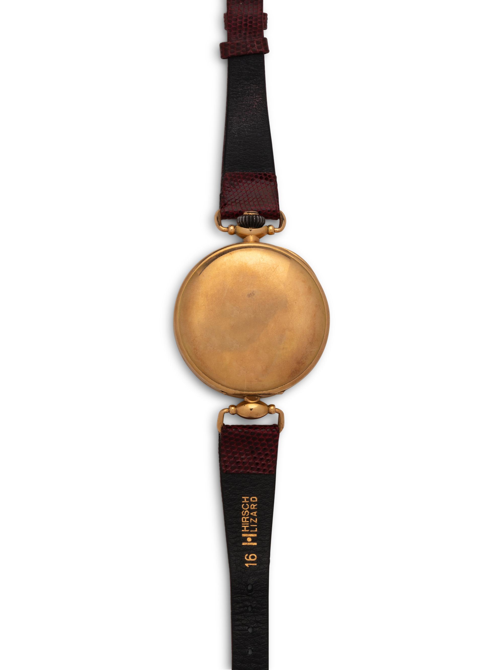 H. MOSER & CIE, 14K YELLOW GOLD AND ENAMEL WATCH